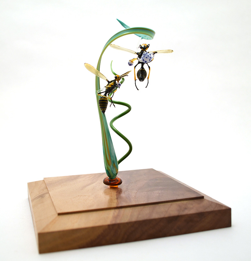 Tea For Two Wasps, glass vignette by Wesley Fleming