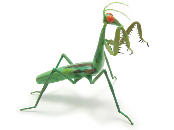 "Femme Fatale", praying mantis, glass mantis by Wesley Fleming