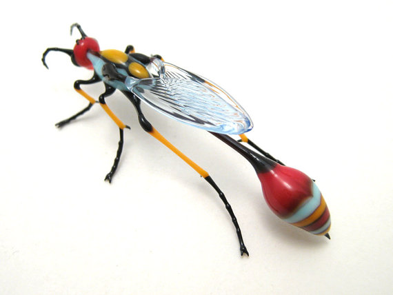 Modernist Dauber Wasp, glass bug by Wesley Fleming