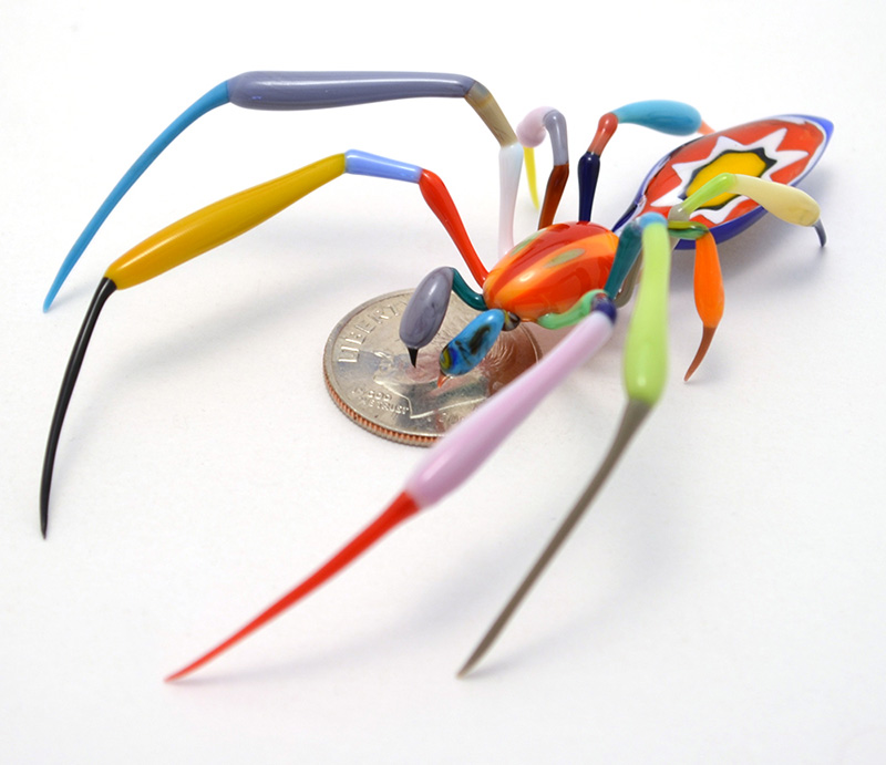 Simple Patchwork Murrini Spider, glass spider by Wesley Fleming