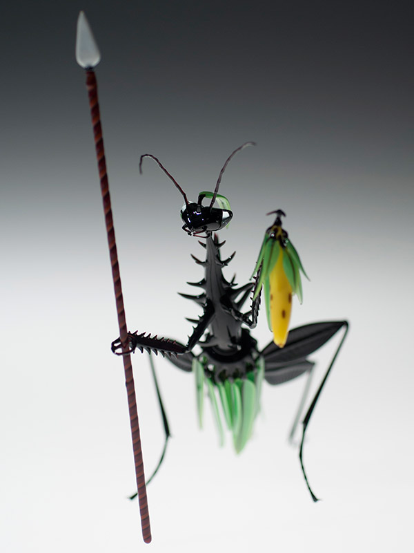 Jungle Headhuntress, glass mantis by Wesley Fleming