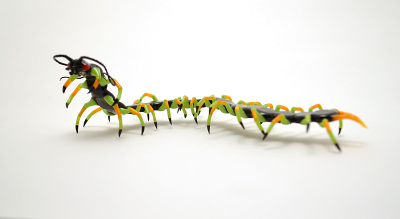 Citrus Stalker Centipede, glass bug by Wesley Fleming