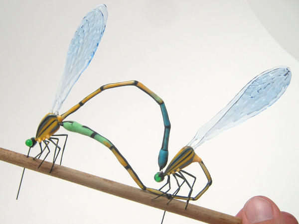 Damselflies Mating, glass insect by Wesley Fleming