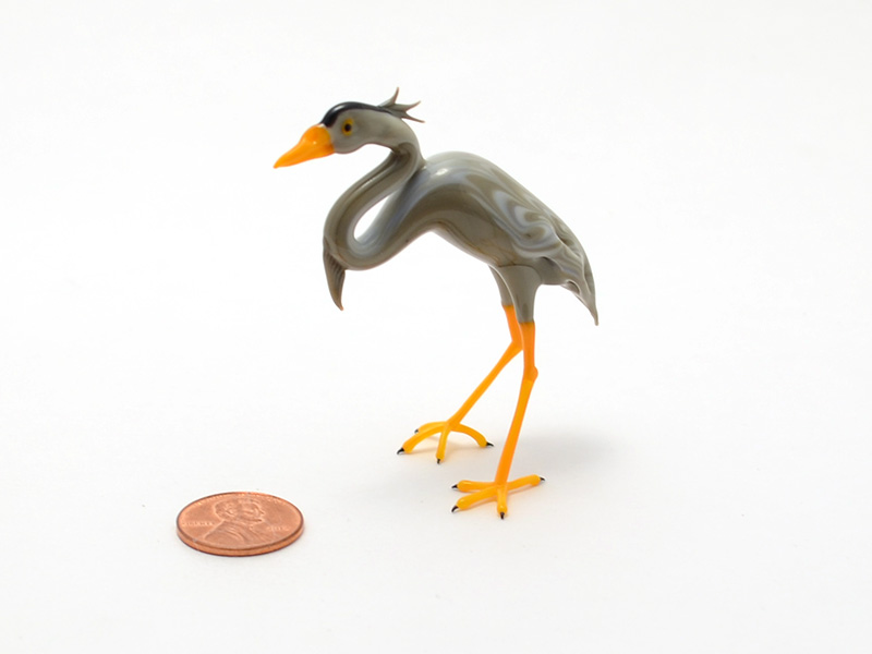 Heron for Delta, glass bird by Wesley Fleming