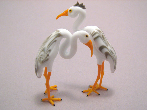 Nesting Pair of Great Blue Herons, glass birds by Wesley Fleming