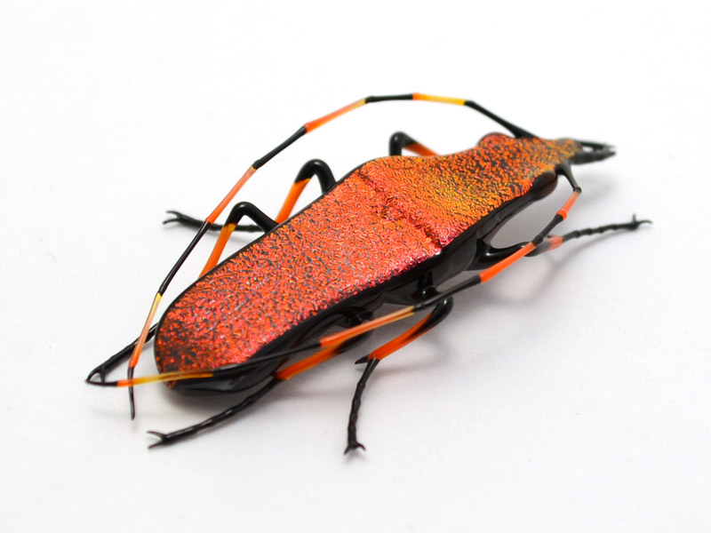 Ruby Longhorn Jewel Beetle, glass bug by Wesley Fleming