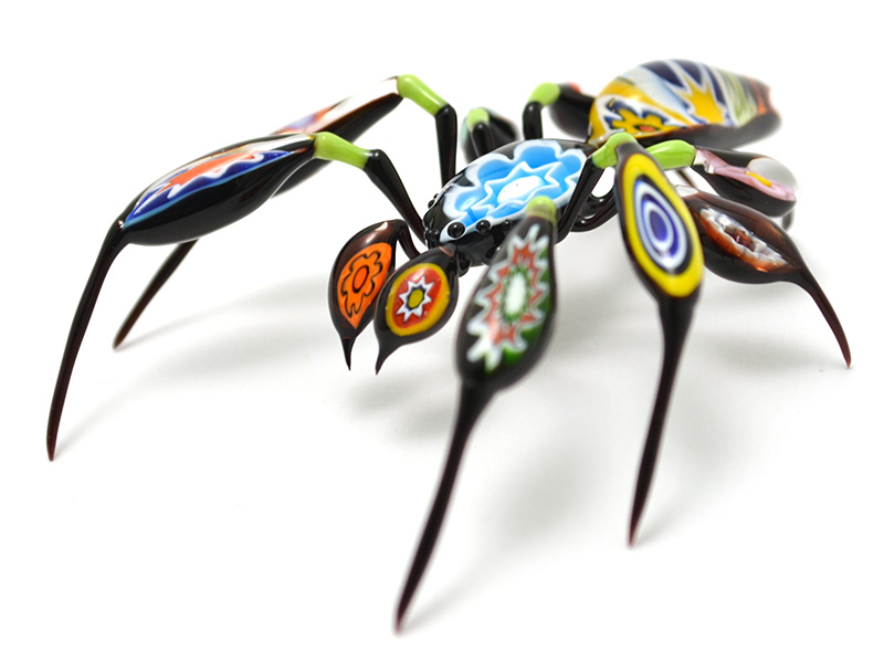 Simple Patchwork Murrini Spider, glass spider by Wesley Fleming