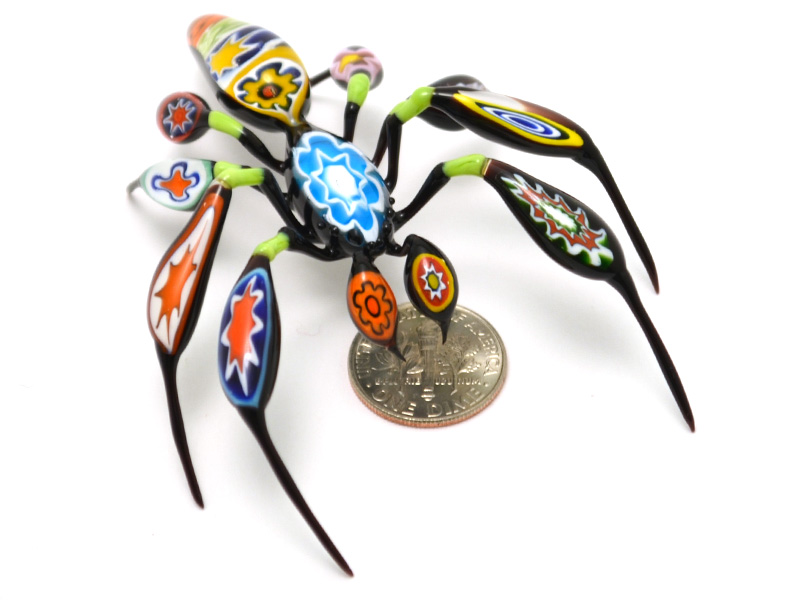 Simple Patchwork Murrini Spider, glass patchwork by Wesley Fleming
