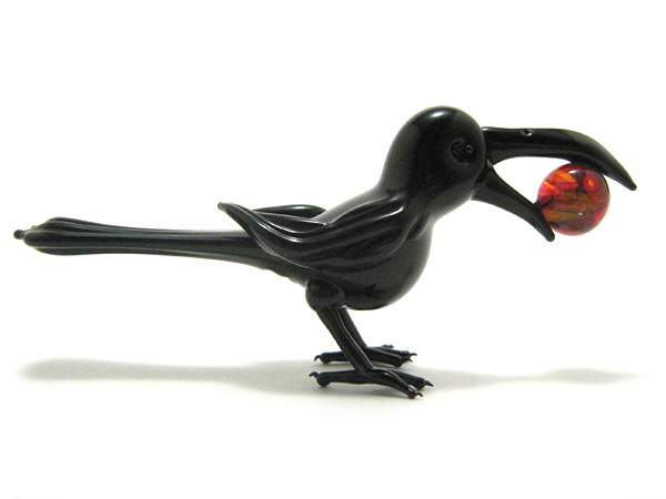Raven Stealing the Sun, glass bird by Wesley Fleming