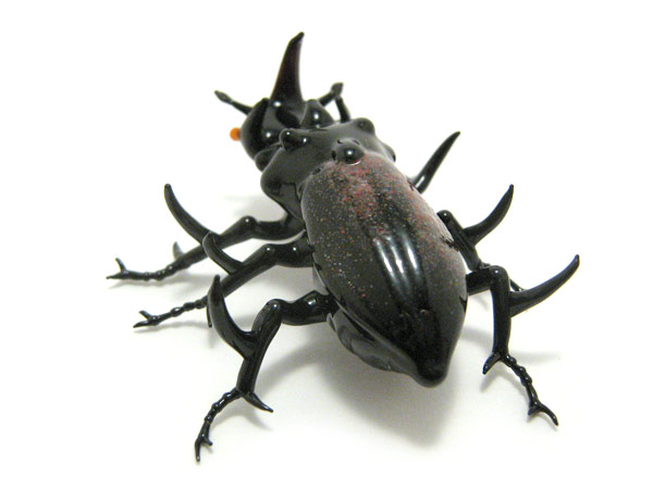 Thorny Rose Crawler, lampworked glass bug by Wesley Fleming