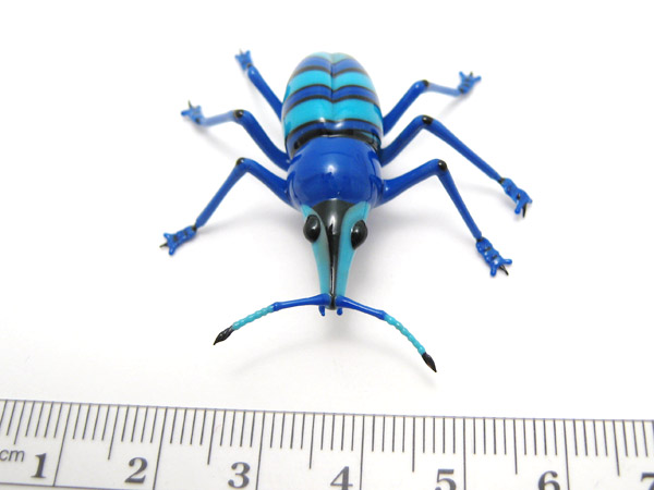 Blue Weevil, glass insect by Wesley Fleming